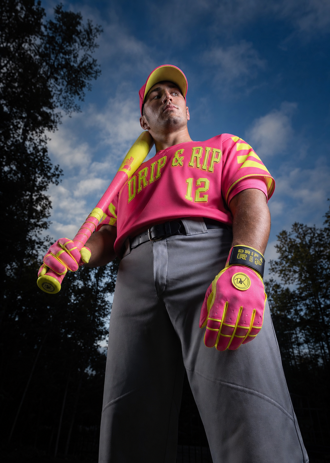 Drip & Rip™ 'Baller' Series Premium Leather Long Cuff Batting Glove Pink Lemonade