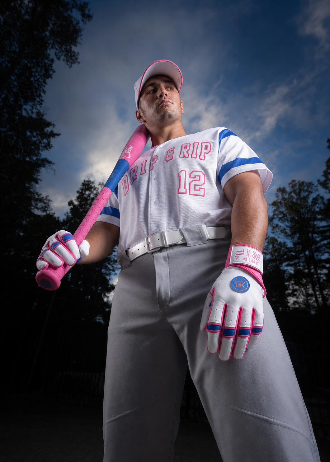 Drip & Rip™ 'Baller' Series Premium Leather Long Cuff Batting Glove South Beach Smoke