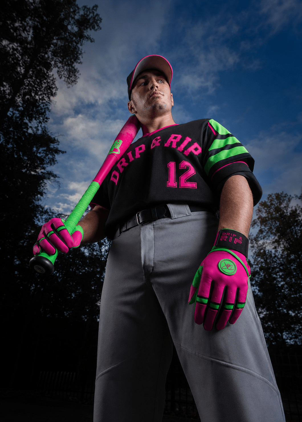 Drip & Rip™ 'Baller' Series Premium Leather Long Cuff Batting Glove Big Drip Energy - Drip & Rip
