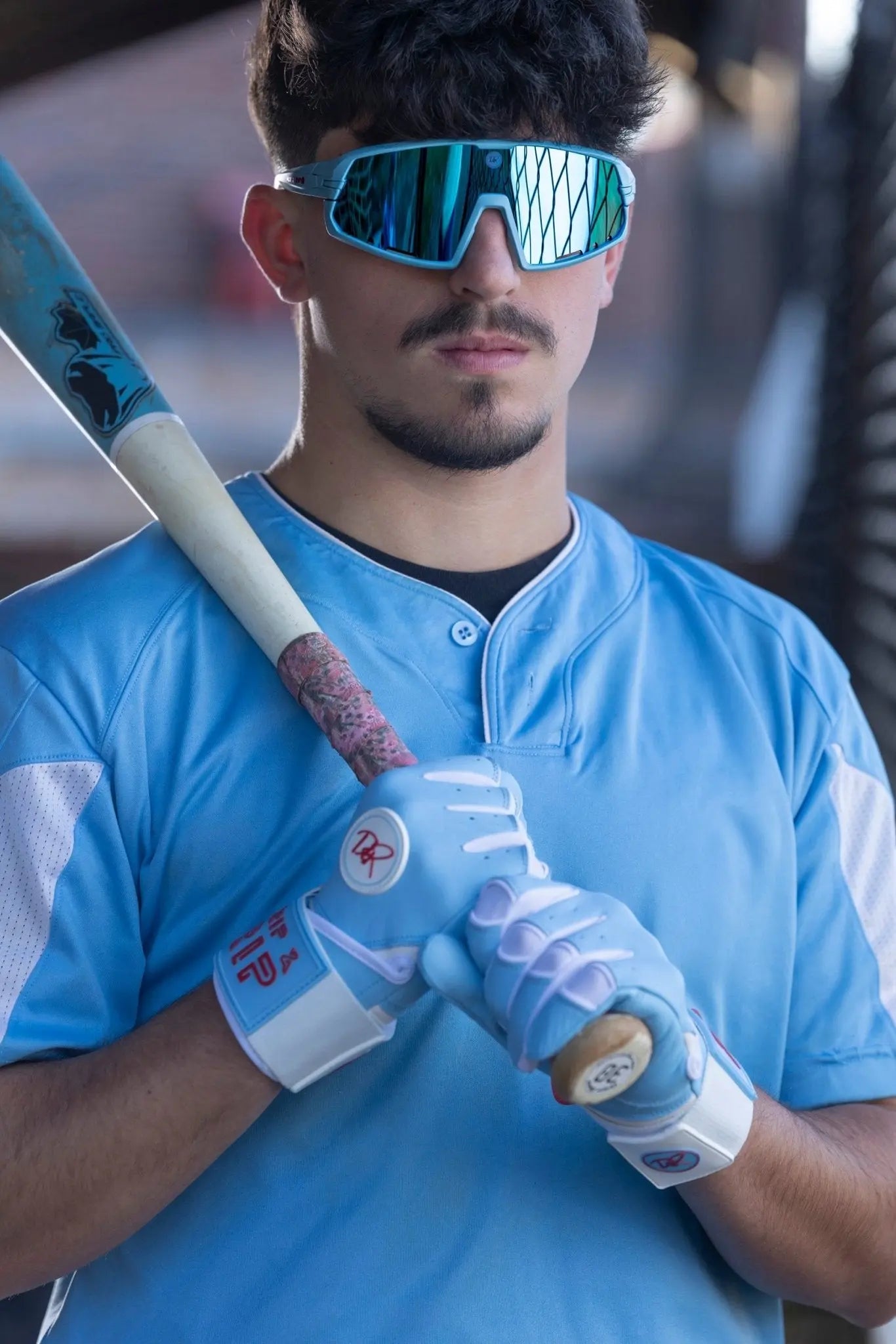 Drip & Rip Baller Series long cuff batting gloves in Cotton Candy – baseball/softball, top view