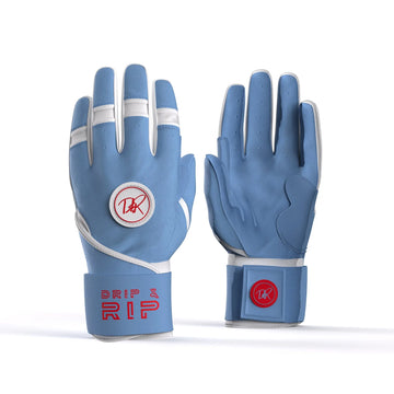 Drip & Rip Baller Series long cuff batting gloves in Cotton Candy – baseball/softball, top view