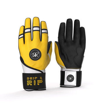Drip & Rip Baller Series long cuff batting gloves in Danger Zone – baseball/softball, top view