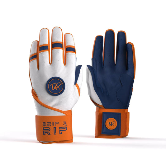 Drip & Rip™ "Baller" Series Premium Leather Long Cuff Batting Glove Freezer Burn - Drip & Rip