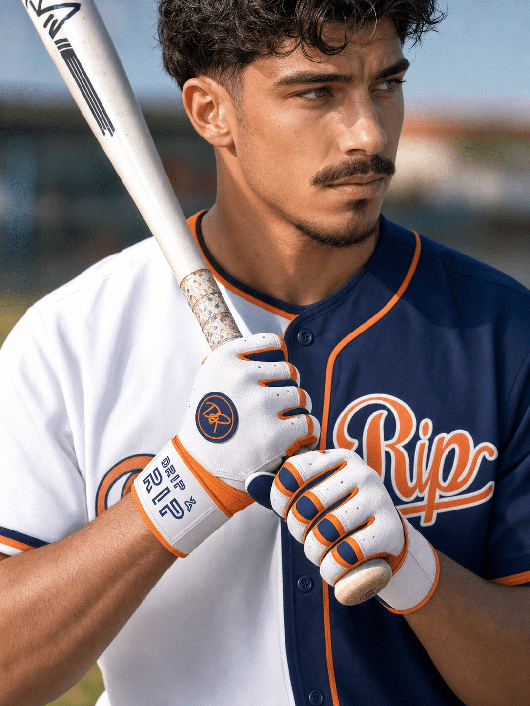Drip & Rip™ "Baller" Series Premium Leather Long Cuff Batting Glove Freezer Burn - Drip & Rip