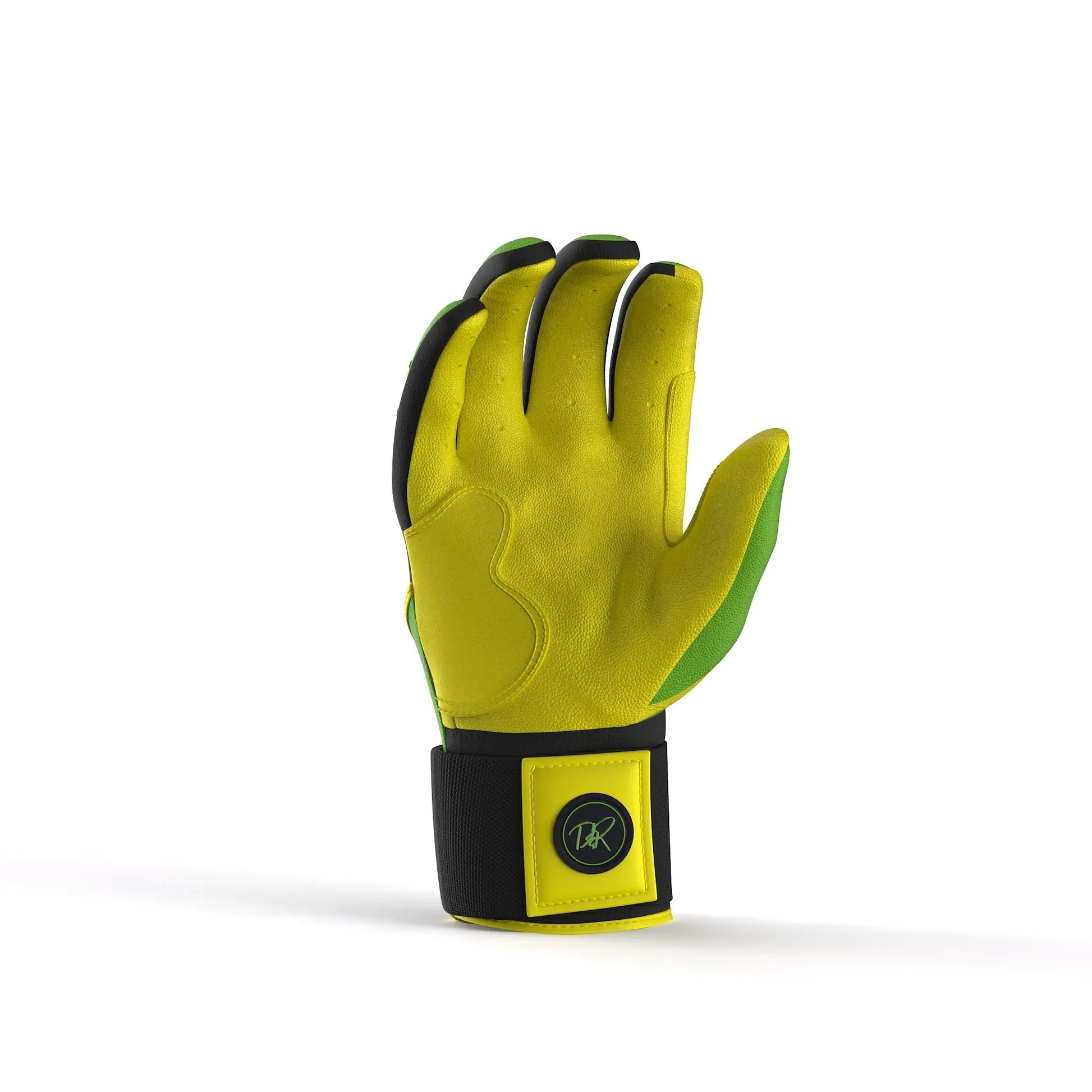 Drip & Rip Baller Series long cuff batting gloves in Limelight – baseball/softball, top view