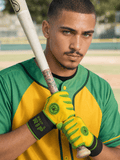 Drip & Rip™ 'Baller' Series Premium Leather Long Cuff Batting Glove Limelight - Drip & Rip