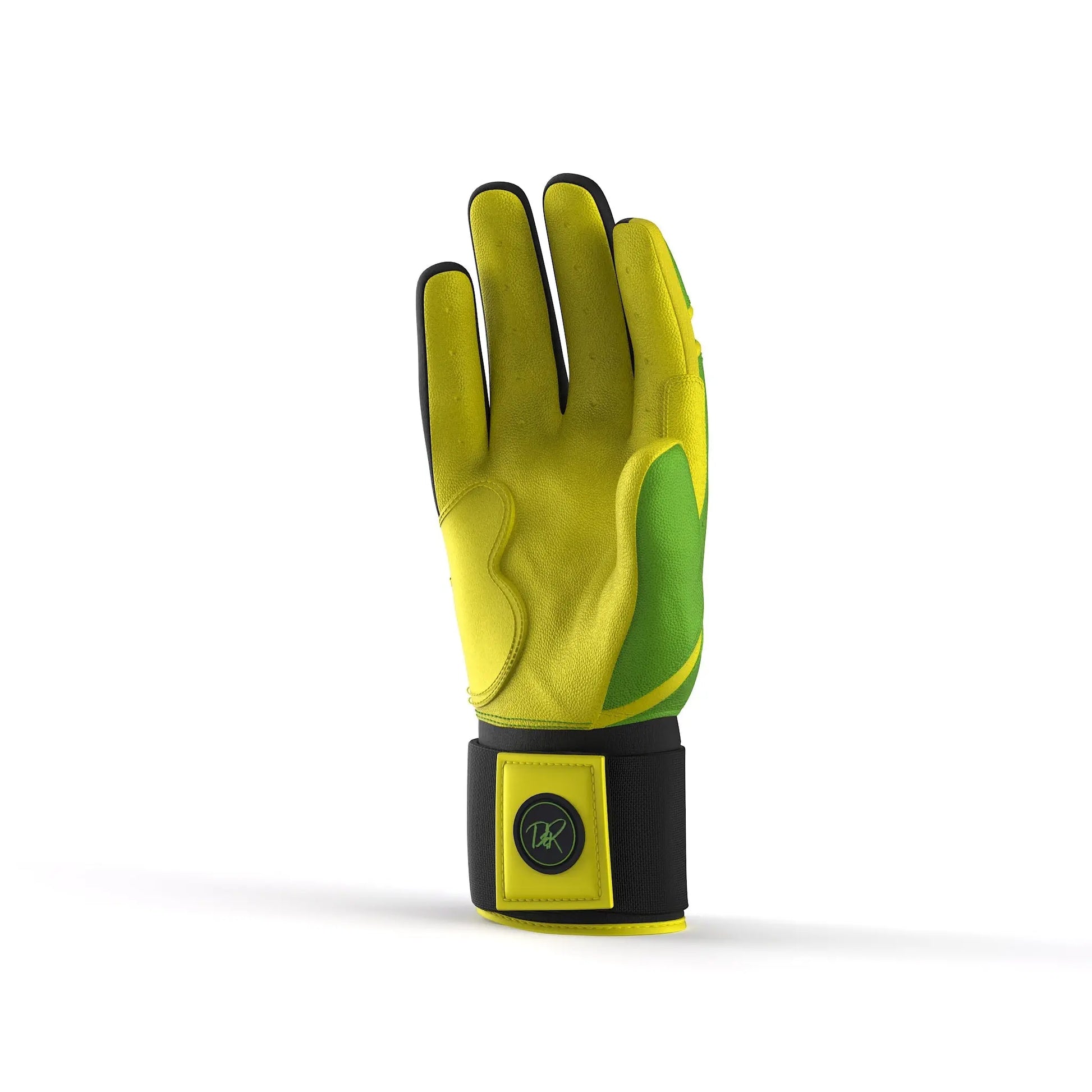Player wearing Limelight Drip & Rip leather batting gloves at the plate