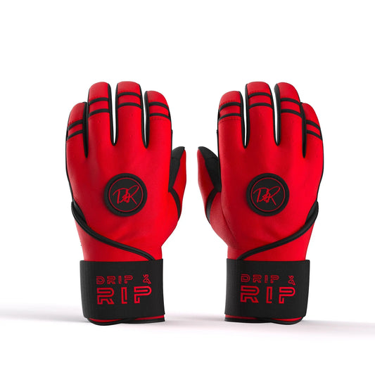 Drip & Rip™ "Baller" Series Premium Leather Long Cuff Batting Glove Magma - Drip & Rip