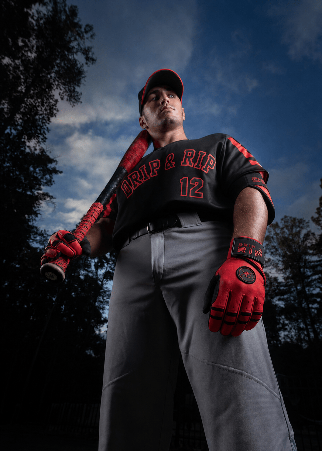 Drip & Rip™ 'Baller' Series Premium Leather Long Cuff Batting Glove Magma - Drip & Rip