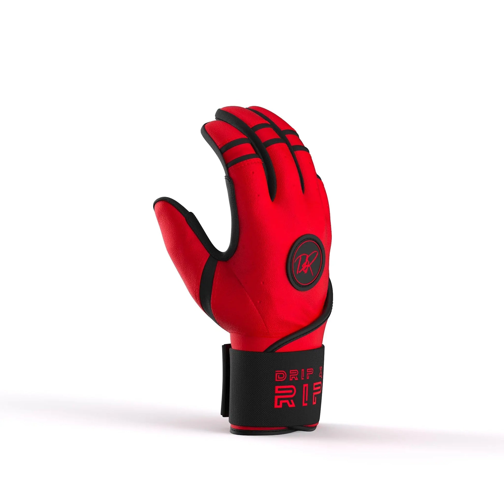 Drip & Rip Baller Series long cuff batting gloves in Magma – baseball/softball, top view