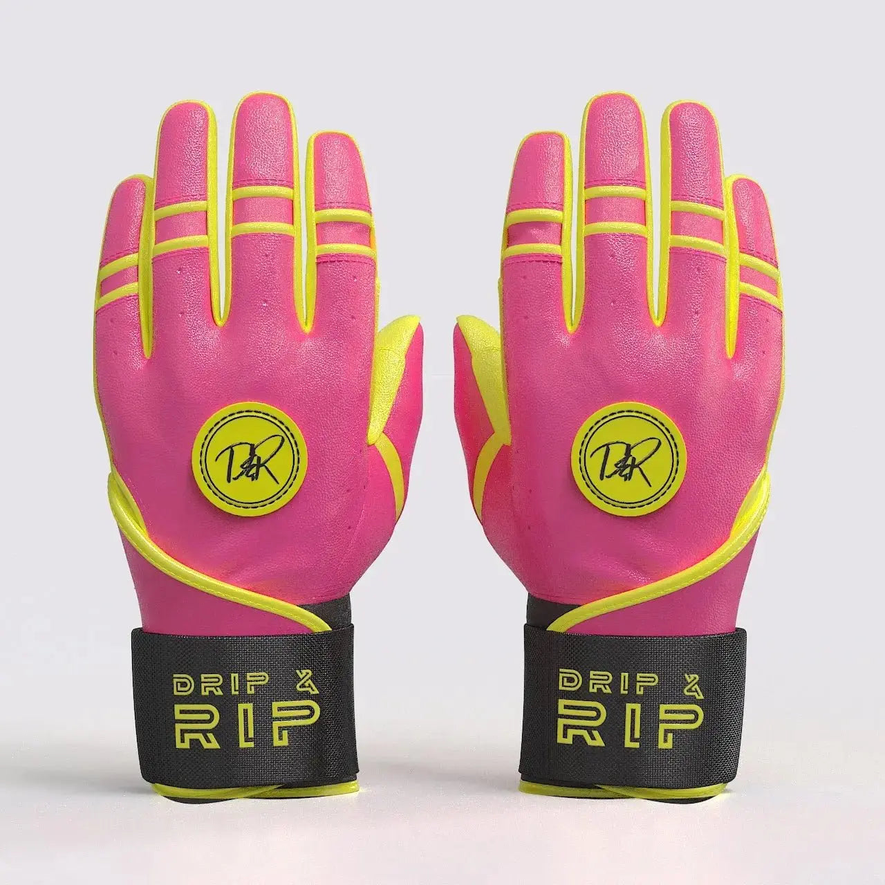 Drip & Rip™ 'Baller' Series Premium Leather Long Cuff Batting Glove Pink Lemonade - Drip & Rip