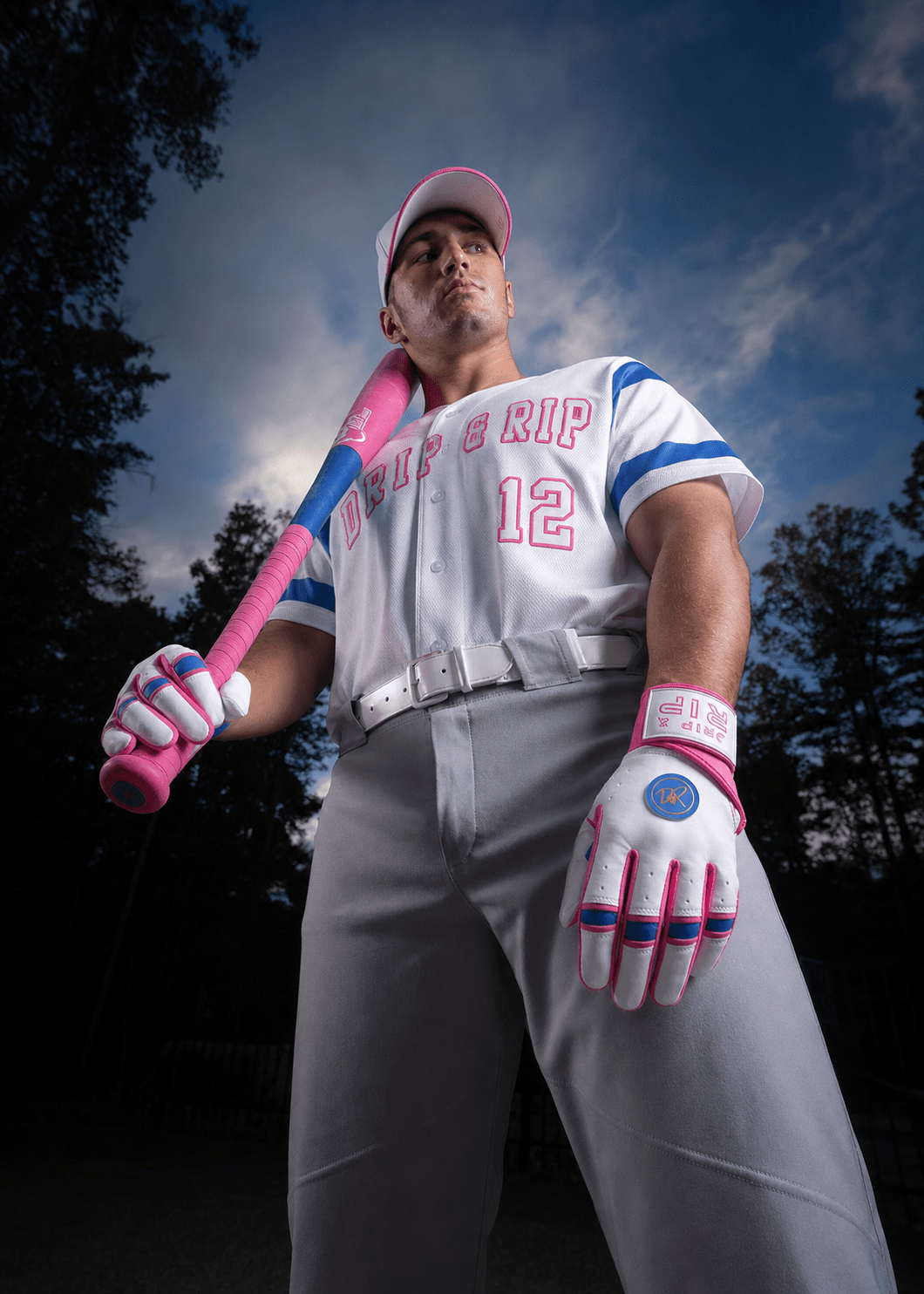 Drip & Rip™ 'Baller' Series Premium Leather Long Cuff Batting Glove South Beach Smoke - Drip & Rip