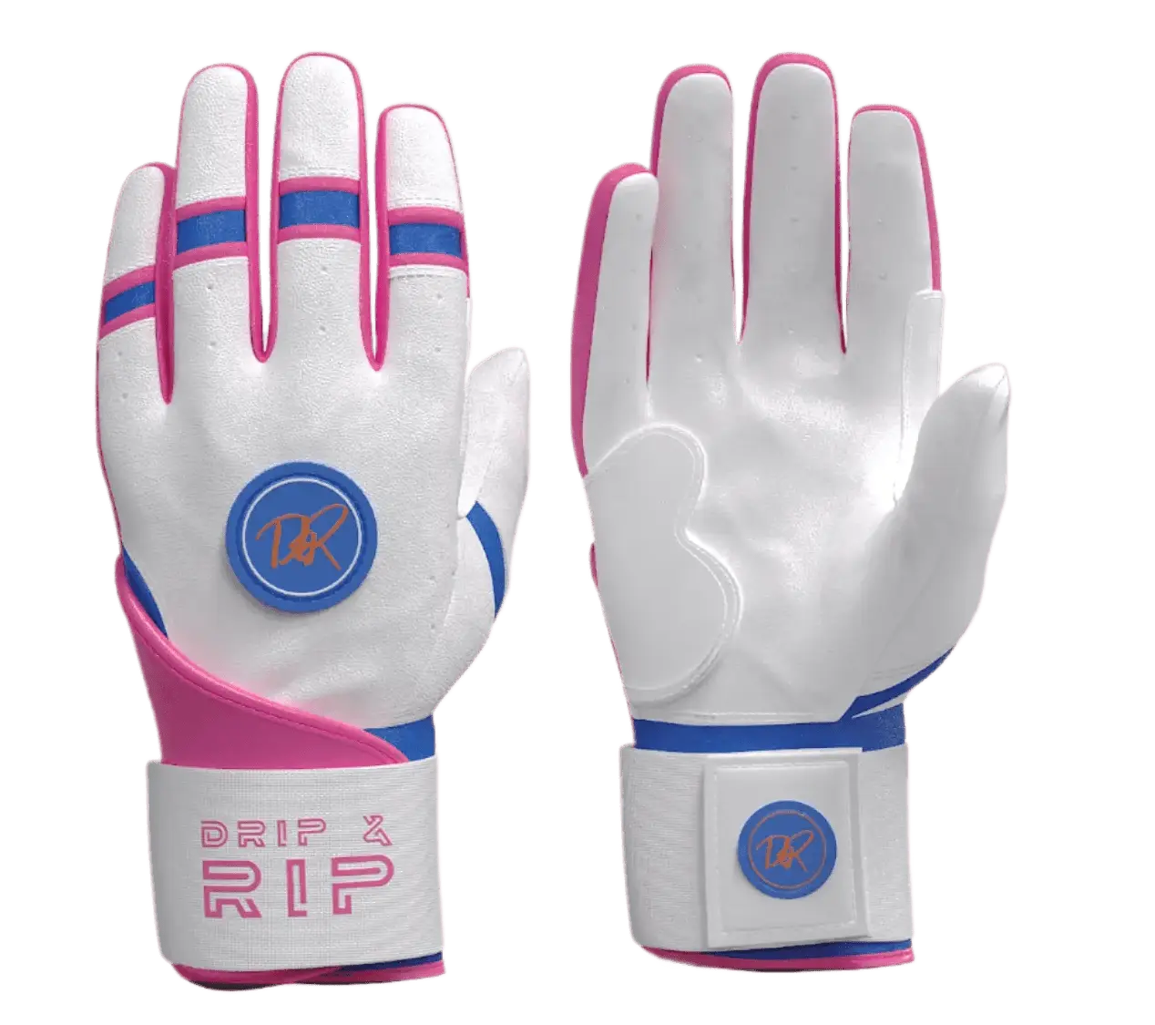 Drip & Rip™ 'Baller' Series Premium Leather Long Cuff Batting Glove South Beach Smoke - Drip & Rip