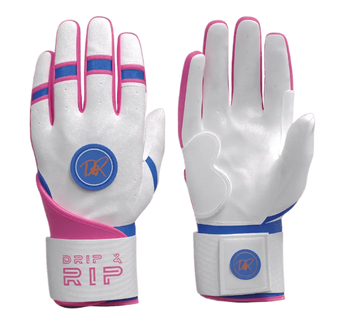 Drip & Rip Baller Series long cuff batting gloves in South Beach Smoke – baseball/softball, top view