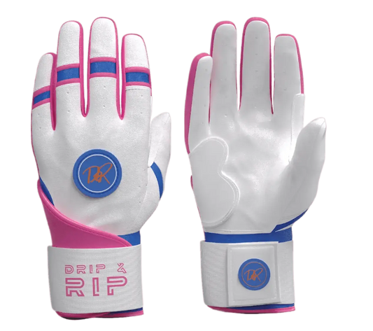 Drip & Rip™ 'Baller' Series Premium Leather Long Cuff Batting Glove South Beach Smoke - Drip & Rip