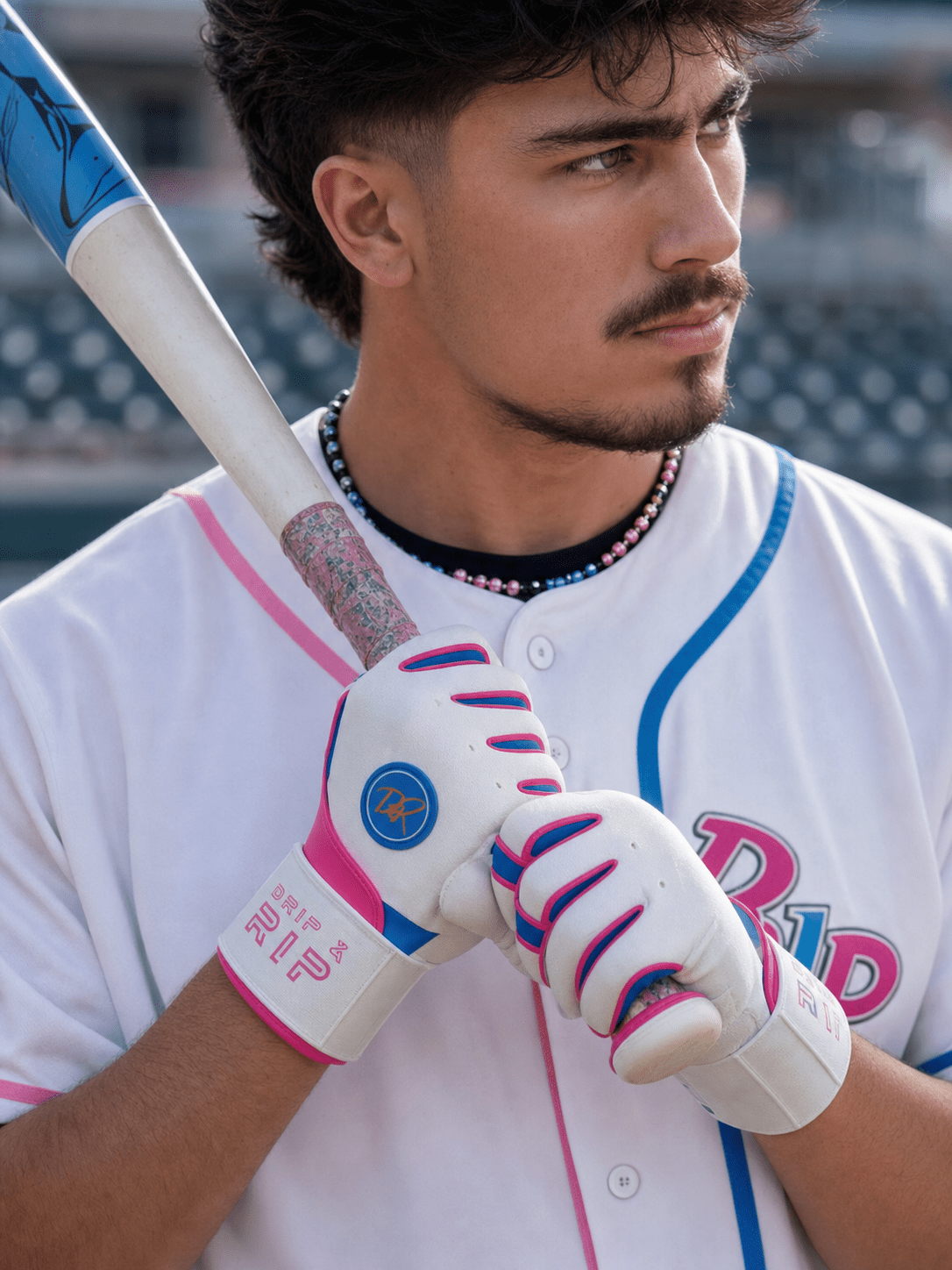 Drip & Rip™ 'Baller' Series Premium Leather Long Cuff Batting Glove South Beach Smoke - Drip & Rip