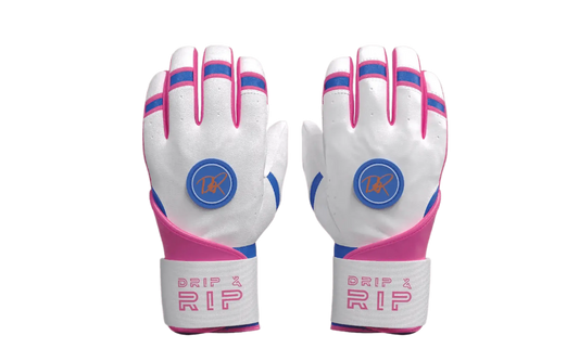 Drip & Rip™ 'Baller' Series Premium Leather Long Cuff Batting Glove South Beach Smoke - Drip & Rip