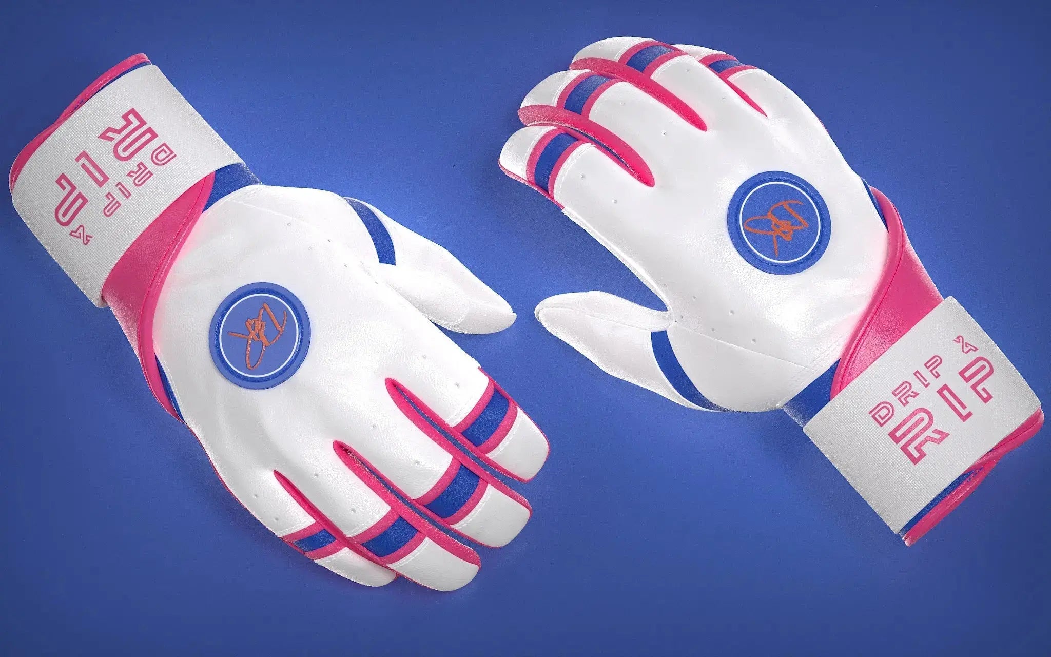 Drip & Rip™ 'Baller' Series Premium Leather Long Cuff Batting Glove South Beach Smoke - Drip & Rip