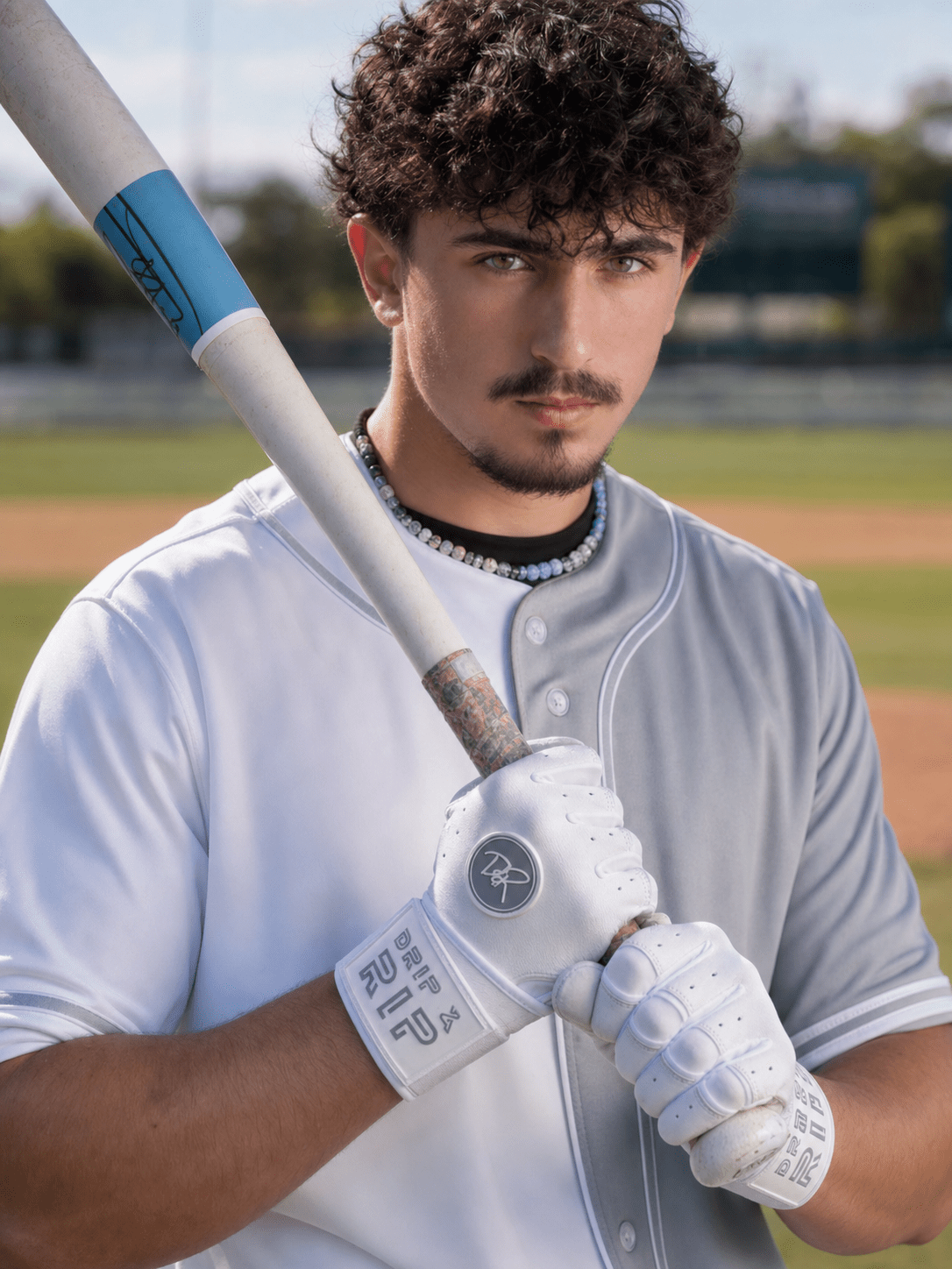 Drip & Rip™ "Baller" Series Premium Leather Long Cuff Batting Gloves Specter - Drip & Rip