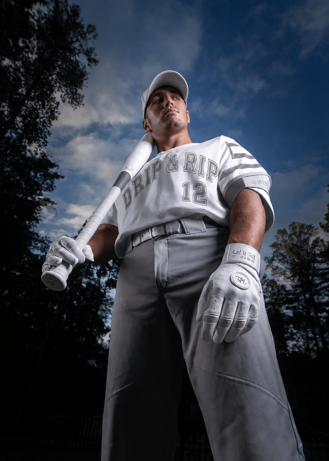 Drip & Rip™ "Baller" Series Premium Leather Long Cuff Batting Gloves Specter - Drip & Rip