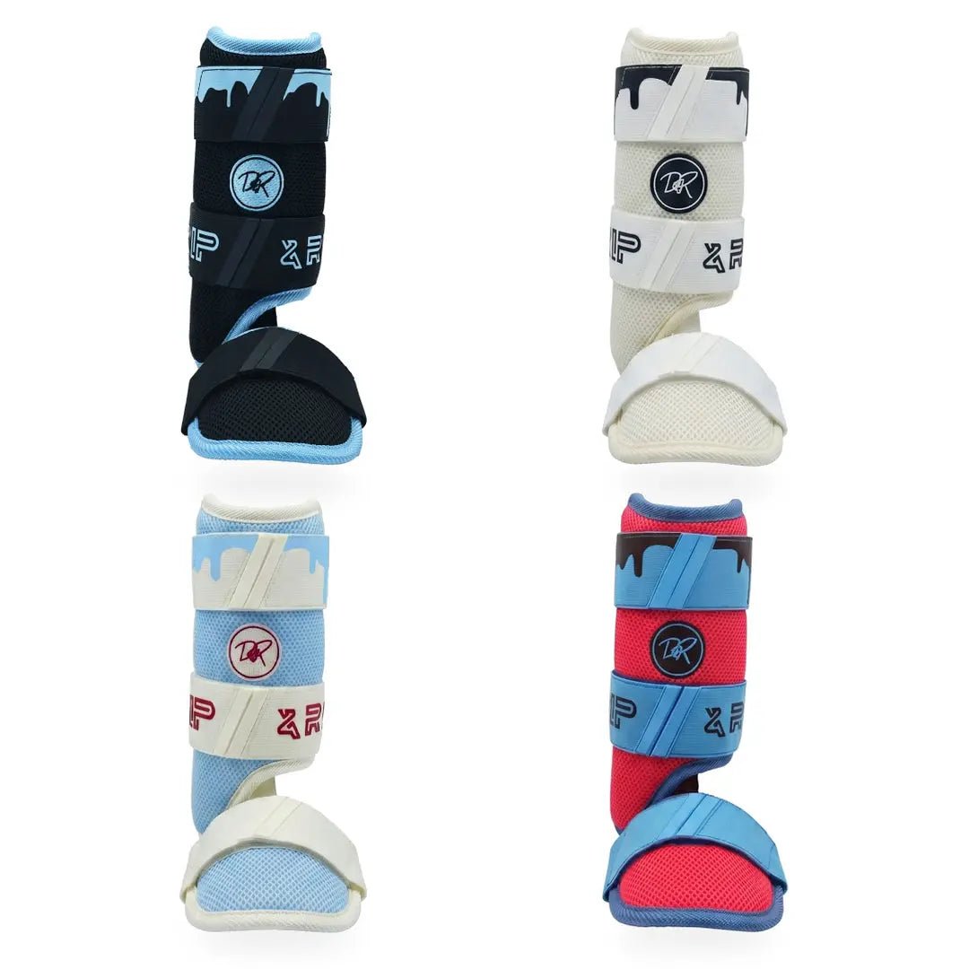 Drip & Rip Batter's Leg Guard in Black Ice – baseball/softball impact protection, front view