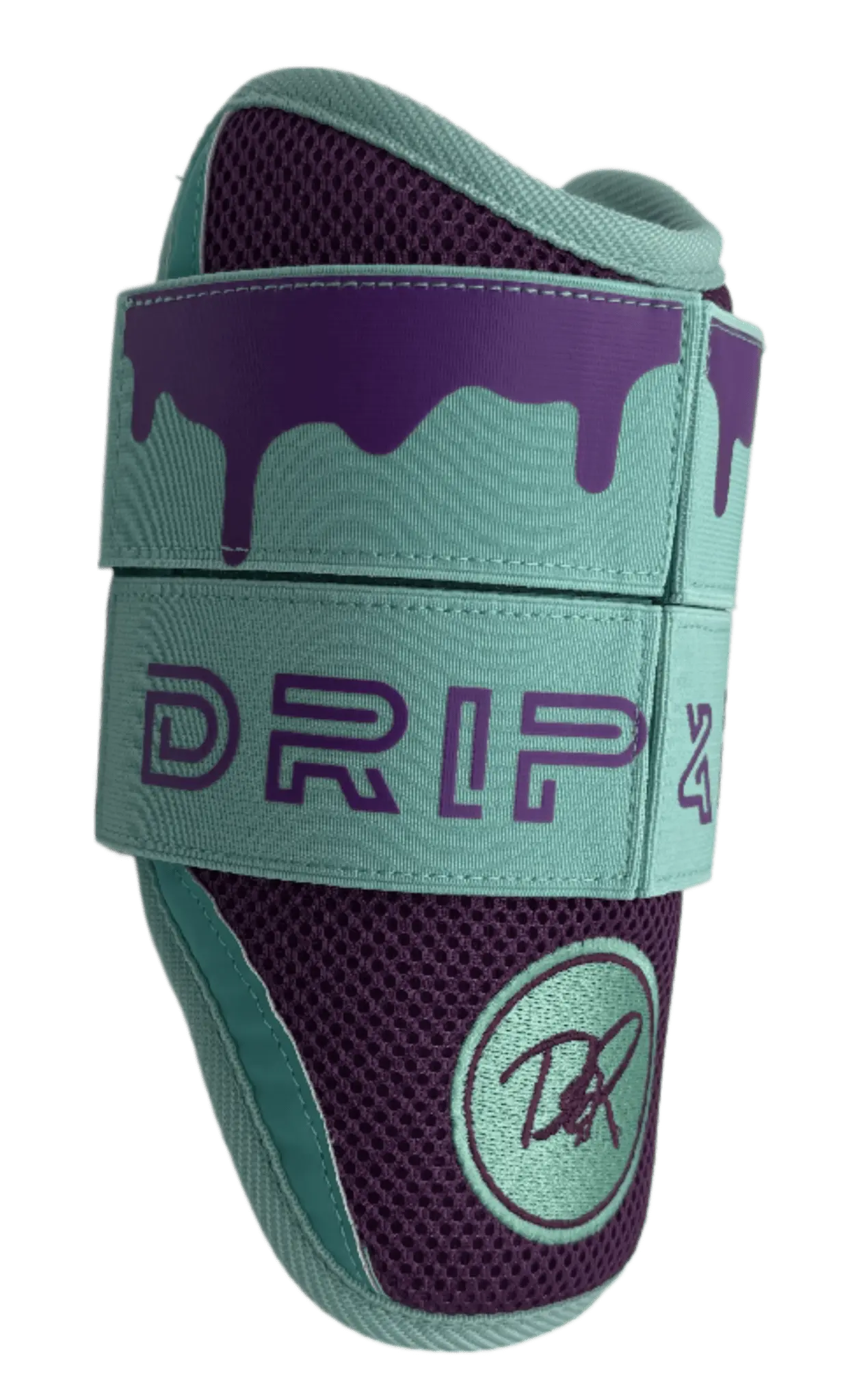 Mint Condition Drip & Rip elbow guard worn at the plate by a baseball hitter